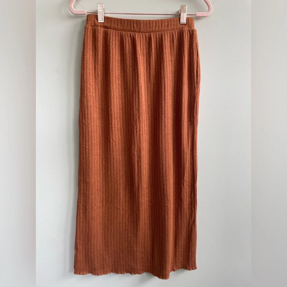 FP Beach to Night Ribbed Midi Skirt in Rust by Free People